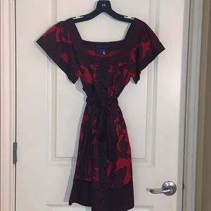 FRENCH CONNECTION FLORAL BUTTON Maroon/Red Dress 4